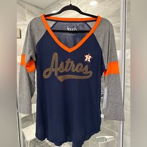 Women’s Navy/Grey Houston Astros 3/4 length jeweled shirt. Tags on.
